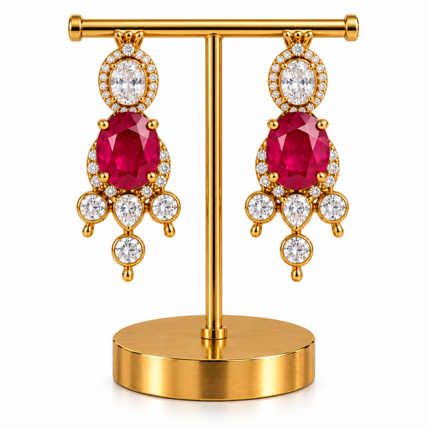 Ruby Radiance Moissanite Chandelier Earrings