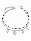 Black Beaded Double-Layer 92.5 Silver Bracelet