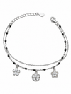 Floral Charm Double-Layer 92.5 Silver Bracelet