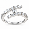 Emerald Cut Moissanite Double Band Statement Ring