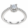 Round Cut Moissanite Halo Solitaire Ring