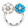 Pearl & Turquoise Floral Moissanite Ring