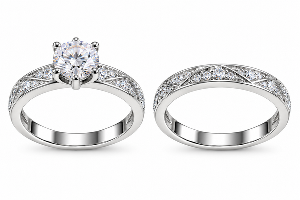 Sparkling Moissanite Statement Ring Pair