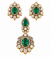 Emerald Green Moissanite Pendant & Earring Set in 92.5 Silver