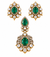 Emerald Green Moissanite Pendant & Earring Set in 92.5 Silver