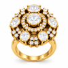 Luxury Floral Cluster Moissanite Ring – 92.5 Hallmarked Silver with Gold Finish
