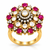Ruby & Moissanite Floral Statement Ring – 92.5 Hallmarked Silver with Gold Finish