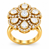 Elegant Floral Moissanite Cluster Ring – 92.5 Hallmarked Silver with Gold Finish