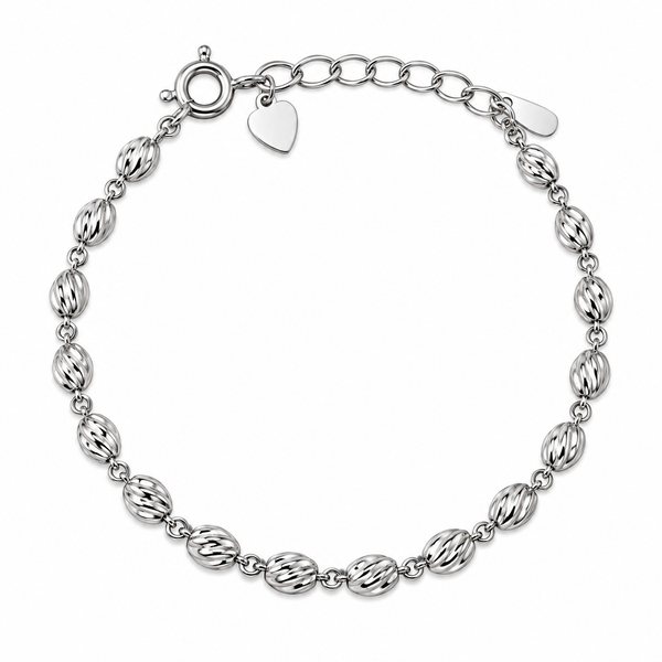 Classic Silver Twisted Bead Chain Bracelet