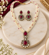 Ruby Red Moissanite Pearl Pendant Set in 92.5 Silver