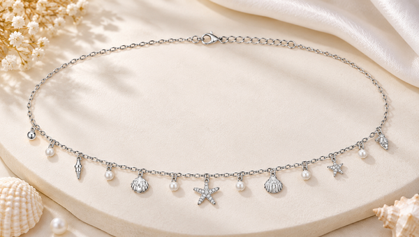 Ocean Charm Pearl Silver Waist Chain