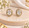 Classic Oval Halo Moissanite Stud Earrings