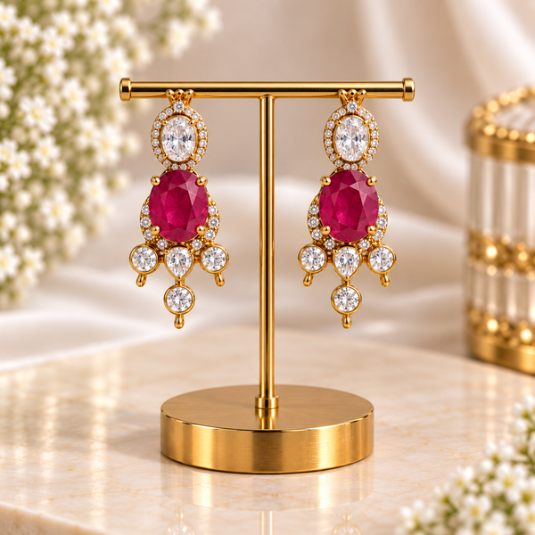 Ruby Radiance Moissanite Chandelier Earrings
