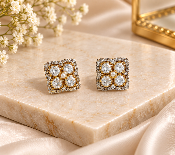 Royal Square Moissanite Stud Earrings