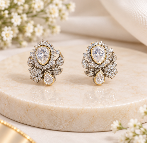 Floral Brilliance Moissanite Stud Earrings