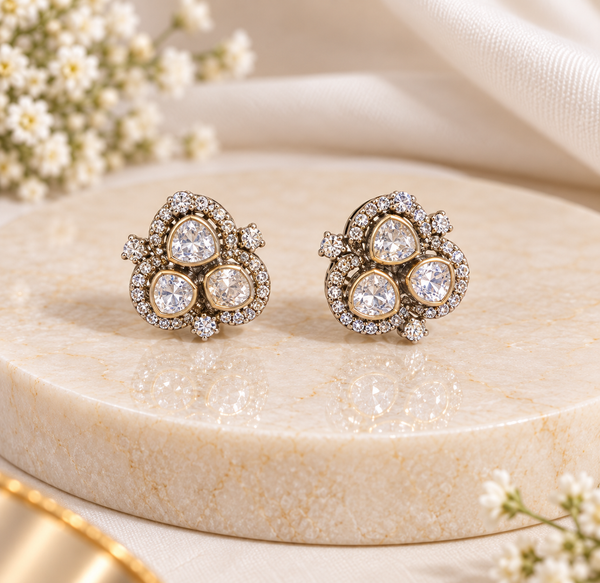 Triple Brilliance Moissanite Stud Earrings