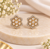 Golden Floral Moissanite Cluster Stud Earrings