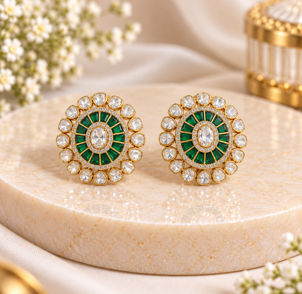 Emerald Floral Moissanite Statement Earrings
