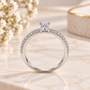Princess Cut Moissanite Solitaire Ring with Side Stones