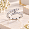 Emerald Cut Moissanite Double Band Statement Ring