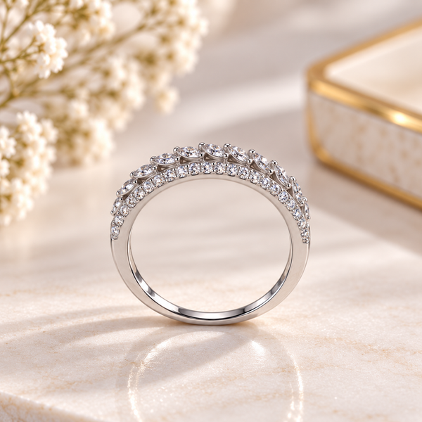 Marquise Cut Moissanite Cluster Diamond Ring