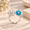 Pearl & Turquoise Floral Moissanite Ring