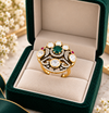 Exquisite Green Emerald & Moissanite Halo Ring – Premium 92.5 Silver Jewellery