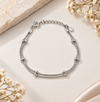 Double Layer Silver Beaded Chain Bracelet
