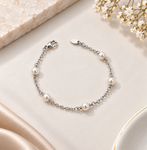Classic Pearl Beaded 92.5 Silver Bracelet