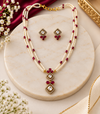 Ruby Red Moissanite Pearl Pendant Set in 92.5 Silver