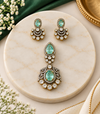 Aqua Green Moissanite Pendant & Earring Set in 92.5 Silver