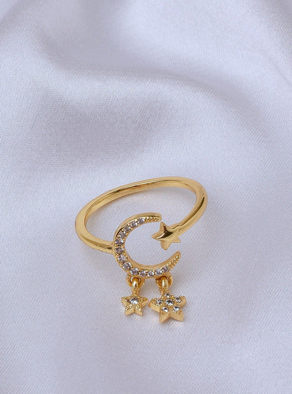 Klissaa Star & Moon Charms Ring