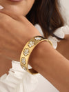 Steel Clover Cuff Bangle