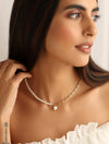 Elegant Pearl Heart Necklace