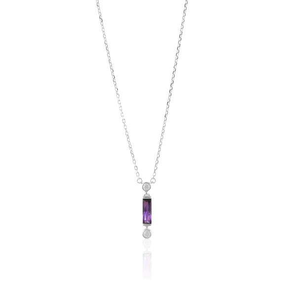 Silver Purple Radiance Bar Necklace