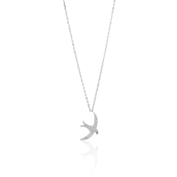 Silver Sparkling Swallow Necklace