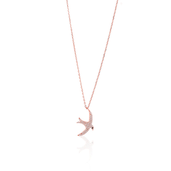 Silver Sparkling Swallow Necklace