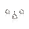Silver Halo Triangle Pendant & Earrings Set
