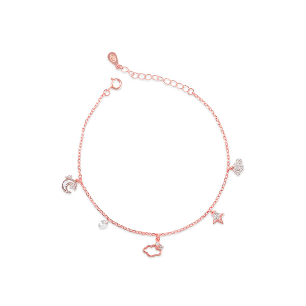 925 SILVER WHIMSICAL CHARM BRACELET ROSE GOLD