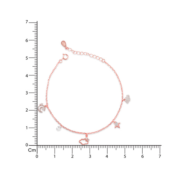 925 SILVER WHIMSICAL CHARM BRACELET ROSE GOLD