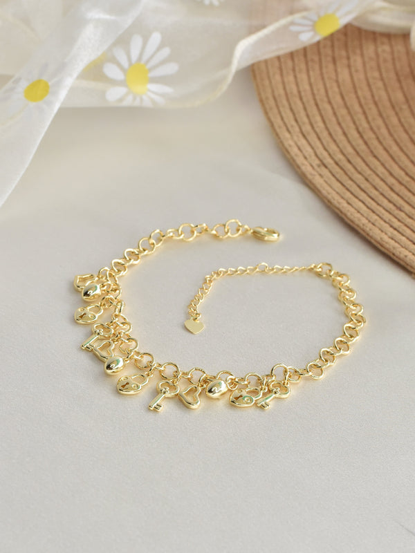Lock & Key Multi Charms Bracelet