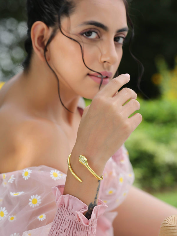 Serpentine Cuff Bracelet Handcrafted In 18K Gold Plate