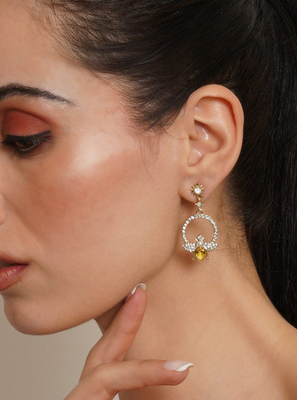 Sapphire Bee Dangler Earrings