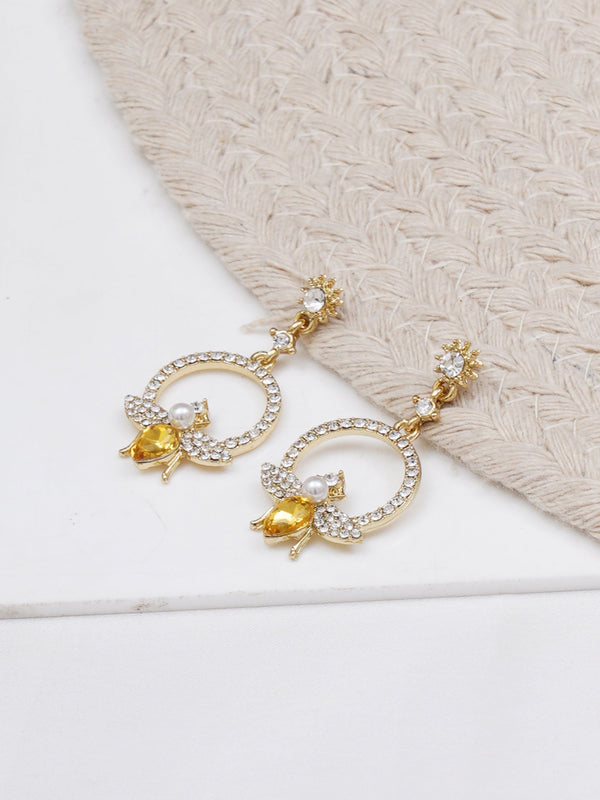 Sapphire Bee Dangler Earrings