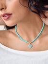 Clover Turquoise Beaded Choker Necklace