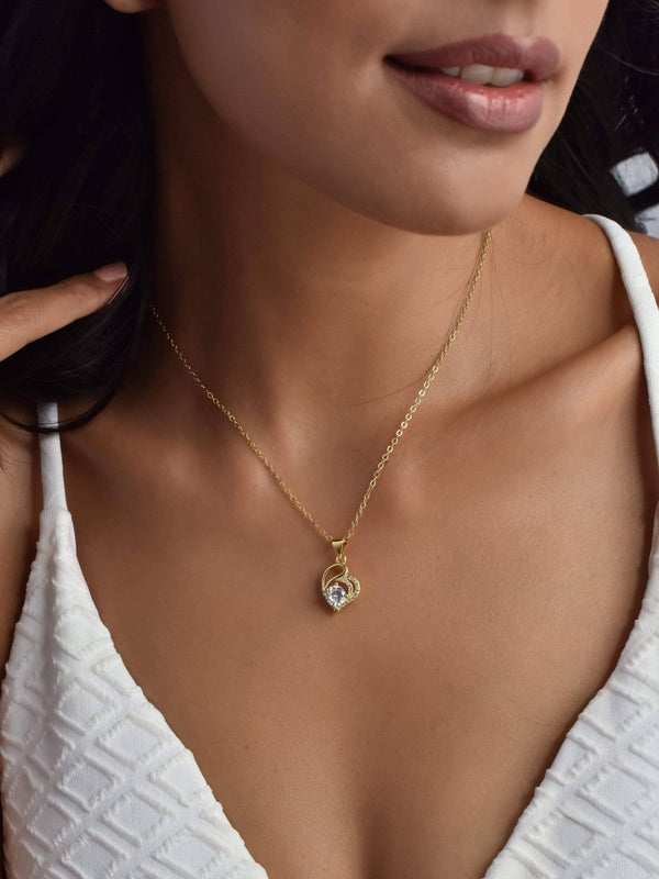 Gold Plated Solitaire Heart Necklace