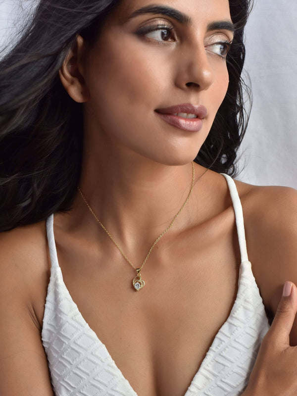 Gold Plated Solitaire Heart Necklace