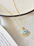 Mother Of Pearl Round Crystal Evil Eye Necklace