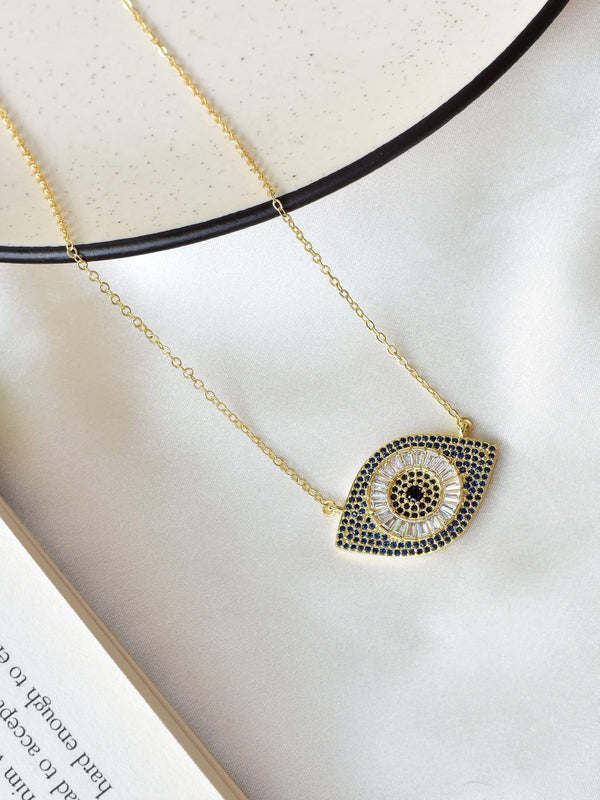 Ziva Crystal Studded Evil Eye Necklace