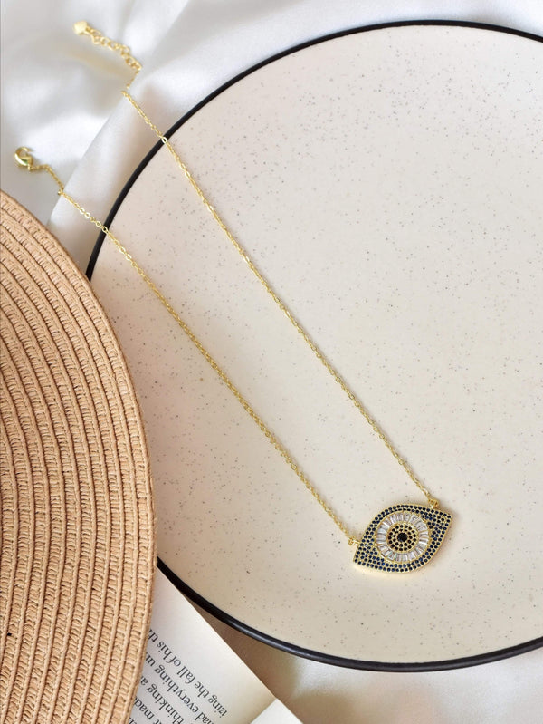 Ziva Crystal Studded Evil Eye Necklace